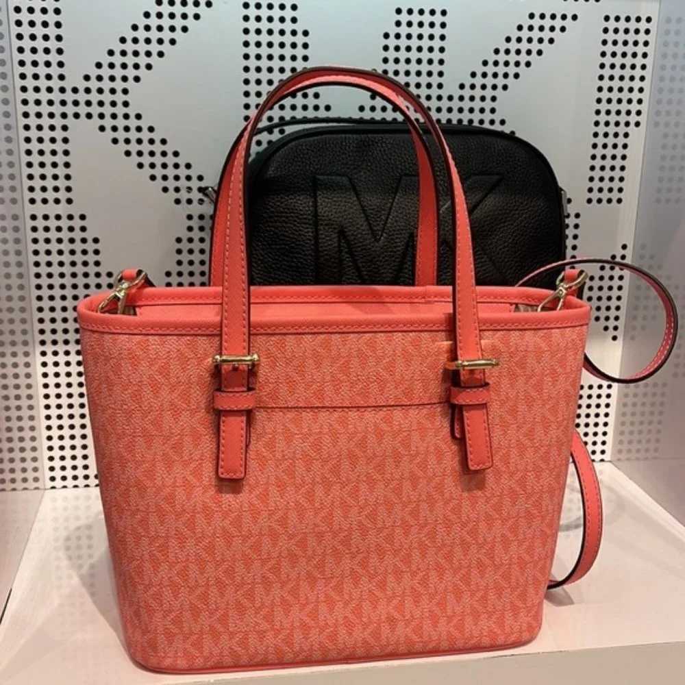 Michael Kors Jet Set Travel XS Carryall Tote Top Zip Tote Grapefruit - Picture 3 of 16